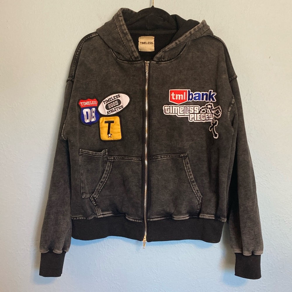 Timeless Black Hoodie with Patches